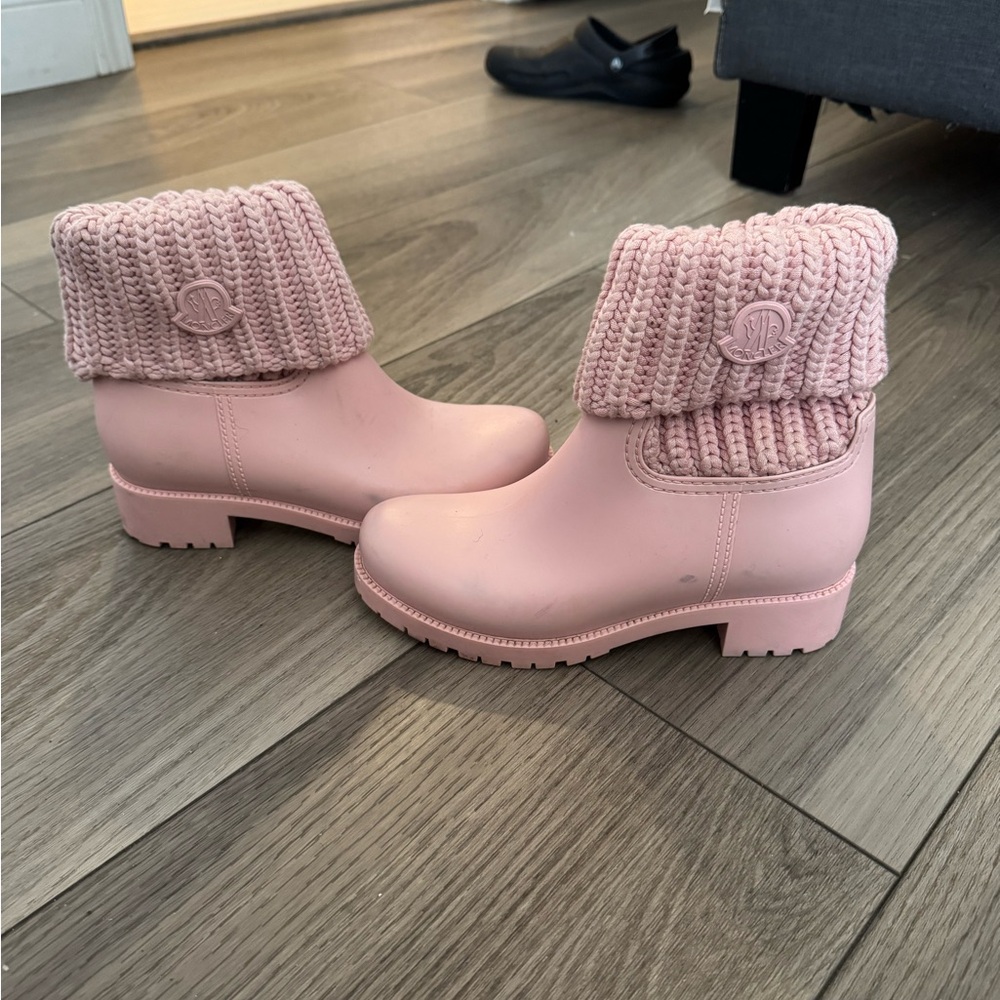 Pink Knit Cuff Moncler Boots